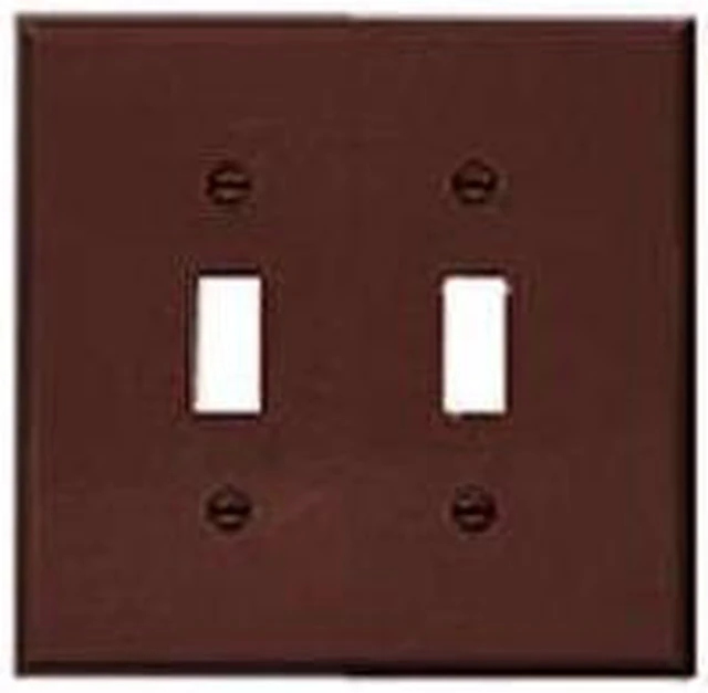 Main image of Cooper PJ2B Brown Mid-Size Unbreakable Two Gang Toggle Light Switch Wall Plate