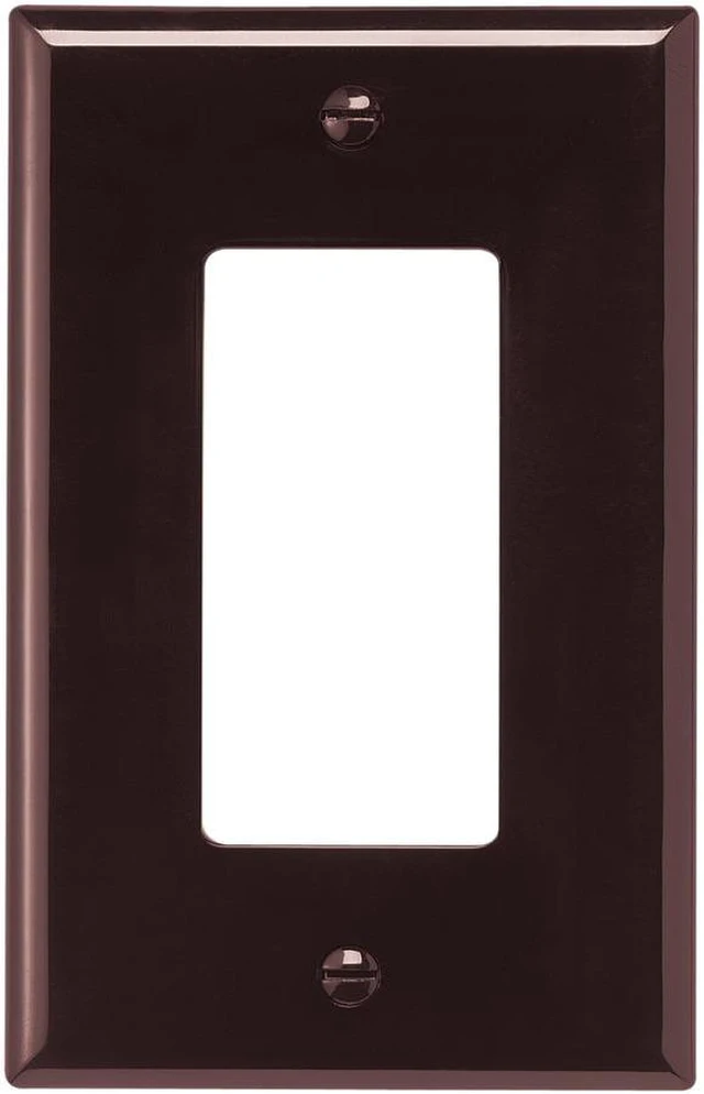 Main image of Cooper Wiring Devices PJ26B 1-Gang Decorator GFCI Rocker Switch Wall Plate, Unbreakable Polycarbonate , Mid-Size, Brown