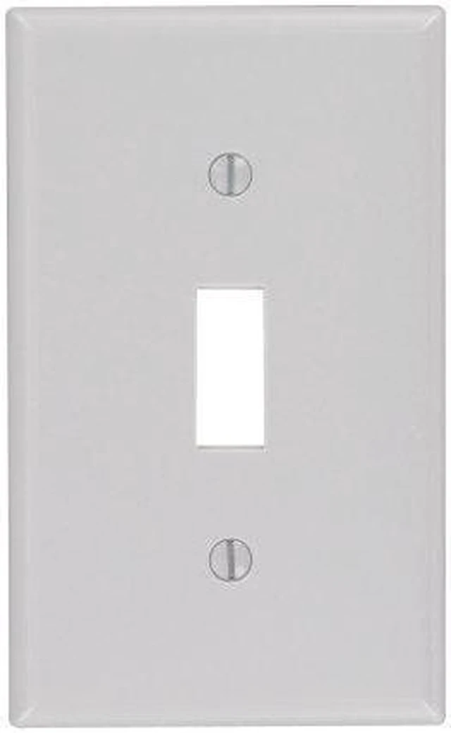 Main image of Leviton 1-Gang Toggle Light Switch Wall Plate, Thermoset Plastic, Device Mount, Standard Size, 87001, Gray