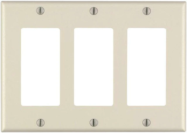 Alt view image 2 of 2 - Decora Switch 3-Gang Plate Almond LEVITON MFG Decorative Switch Plates 80411-A