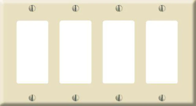 Alt view image 3 of 3 - Decora Switch 4-Gang Plate Almond LEVITON MFG Decorative Switch Plates 80412-A