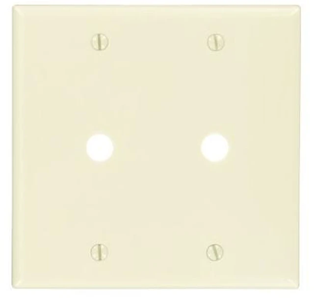 Main image of Leviton 2-Gang Telephone/Cable Wall Plate, .406-Inch Diameter Opening, Box Mount, Thermoset Plastic, Standard Size, 86062, Ivory