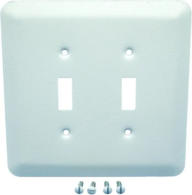 Main image of Leviton 2-Gang Jumbo White Switch Cover Oversize Toggle Wall Plate 89309-WH
