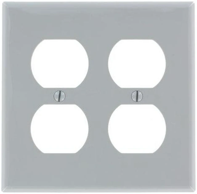 Main image of Leviton 80716-GY Gray Nylon Two Gang Duplex Receptacle Wall Plate