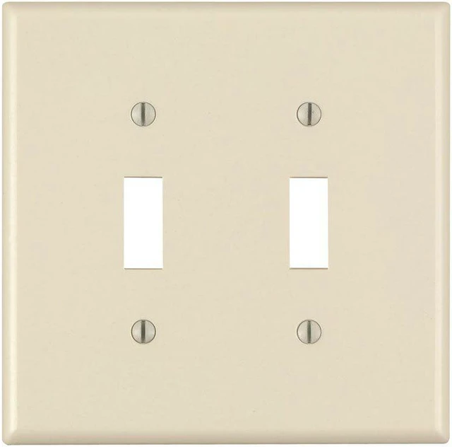 Main image of Leviton 80509-A Almond Midway Two Gang Toggle Light Switch Wall Plate