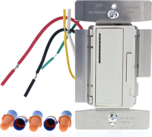 Alt view image 2 of 2 - Cooper Wiring Devices Smart Fluorescent Light Almond Dimmer 1000VA-120V AF10-LA