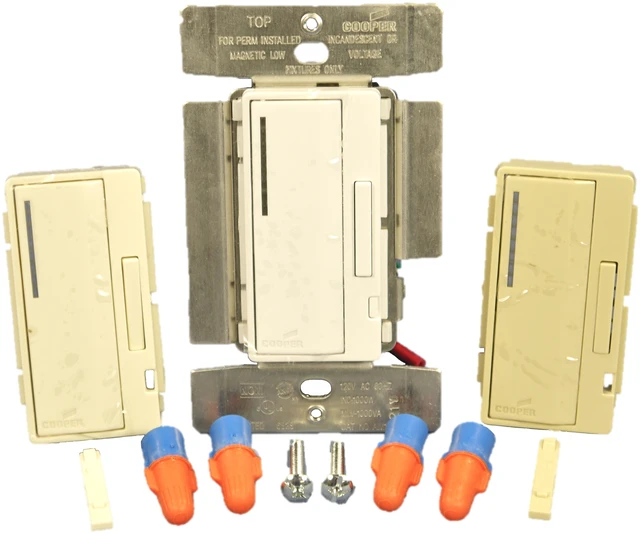 Main image of Cooper Wiring Devices AIM10-C1 Accell Master Dimmer for Incandescent and Magnetic Low Voltage Lighting Only, 1000W 120V, White/Ivory/Almond