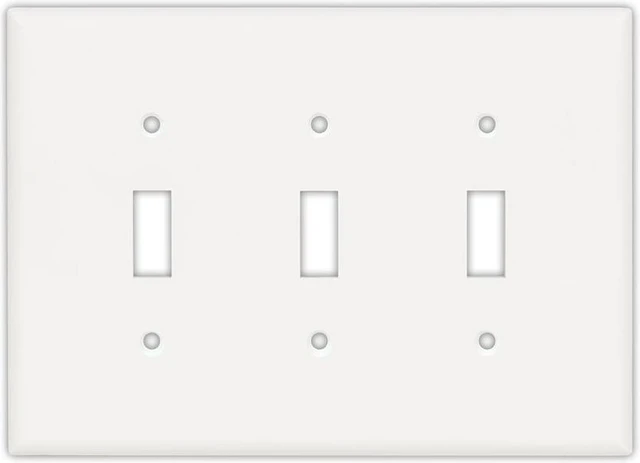 Main image of Cooper PJ3W White Mid-Size Unbreakable Three Gang Toggle Light Switch Wall Plate