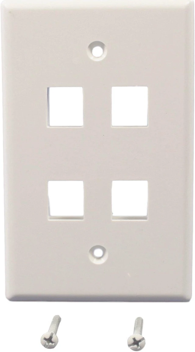 Alt view image 2 of 2 - Cooper 5540W-MSP White Mid-Size Flush 110 Style Four Port Thermoplastic Wallplate