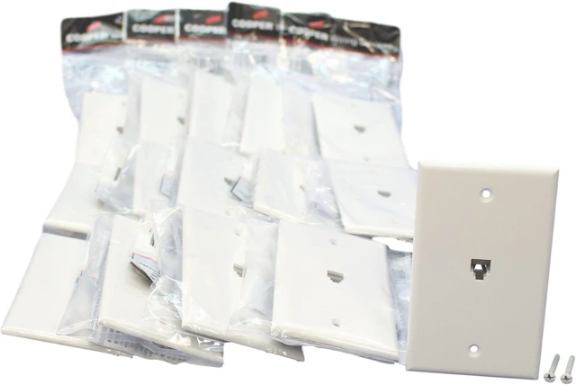 Alt view image 3 of 3 - Cooper Wiring Devices 3532-4W Flush Mount Wallplate with Telephone Jack 4-Conduc