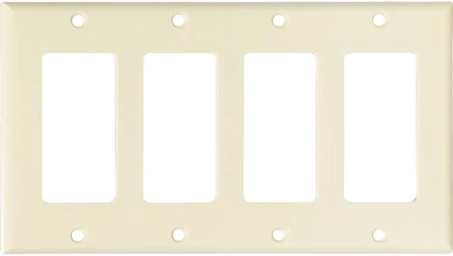 Main image of Cooper Wiring Devices 2164A 4-Gang Decorator GFCI Rocker Switch Wall Plate, Standard Size, Thermoset Plastic, Almond