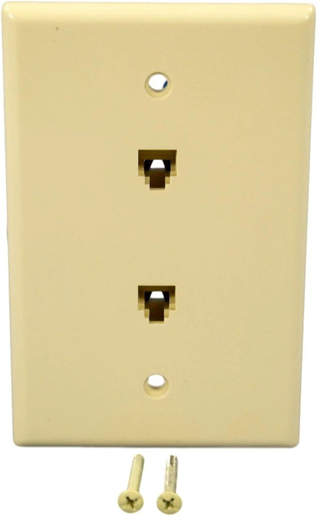 Main image of Cooper Wiring Devices 3547-4A Mid Size Flush Mount Wallplate with Two Phone Jack