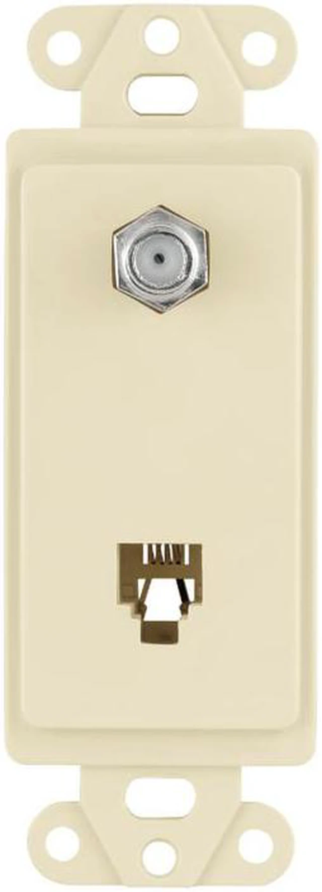 Main image of Cooper 3562A Almond Combination Coax Jack and Four Wire Telephone Jack Decorator Wall Plate Insert