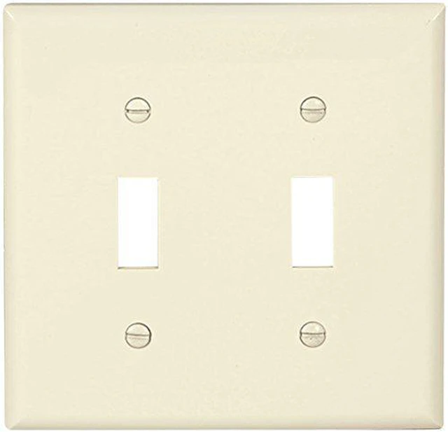 Main image of Cooper 5139LA Light Almond Unbreakable Two Gang Toggle Switch Wall Plate