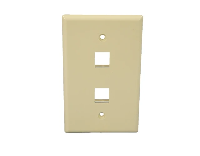 Alt view image 2 of 2 - Cooper 5520A-MSP Almond Mid-Size Flush 110 Style Two Port Thermoplastic Wallplate