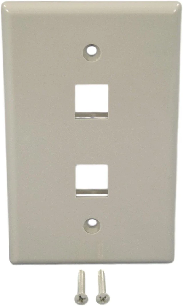 Main image of Cooper Wiring Devices 5520Gy-MSP 1-Gang 2-Port Wallplate for Modular Keystone Data Jack Insert, Unbreakable Thermoplastic, Mid-Size, Gray