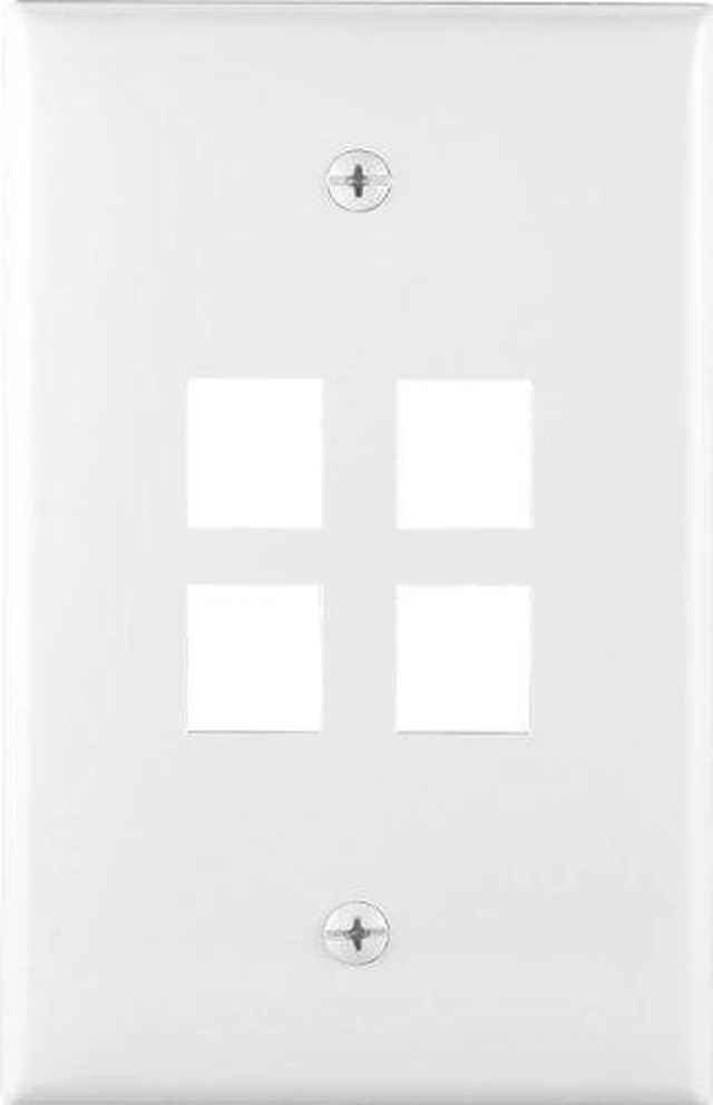 Main image of Cooper 5540A-MSP Almond Mid-Size Flush 110 Style Four Port Thermoplastic Wallplate