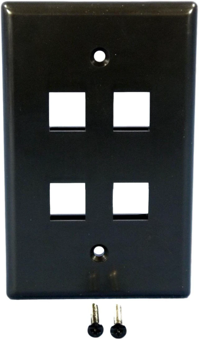 Main image of Cooper Wiring Devices 5540BK-MSP 4 Port Flush Modular Wallplate, Black