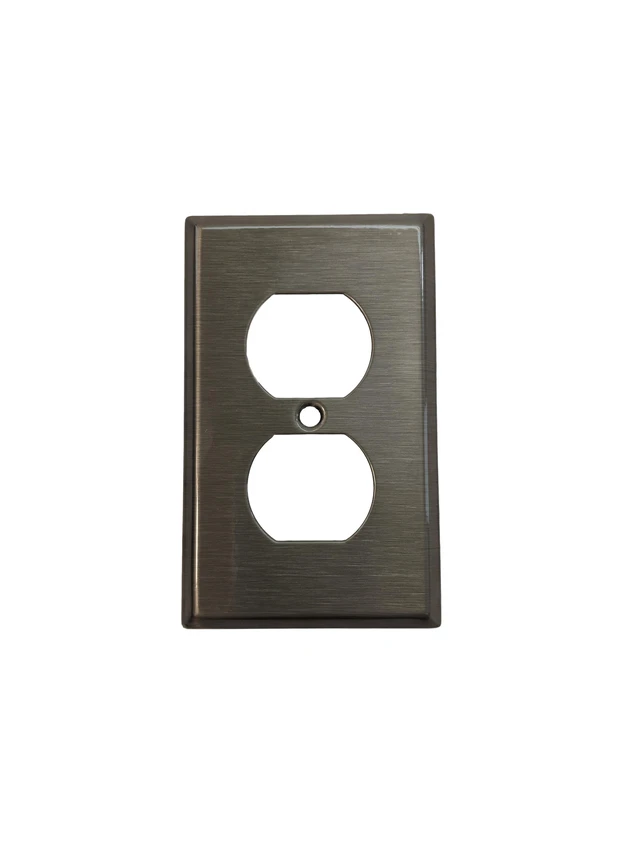 Alt view image 3 of 3 - Cooper/Arrow Hart ANTIMICROBIAL Stainless Steel Receptacle Wallplate Duplex Outlet Cover