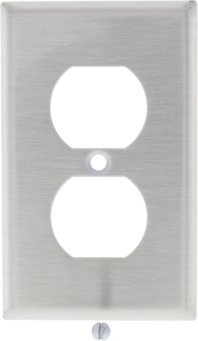 Main image of Cooper/Arrow Hart ANTIMICROBIAL Stainless Steel Receptacle Wallplate Duplex Outlet Cover