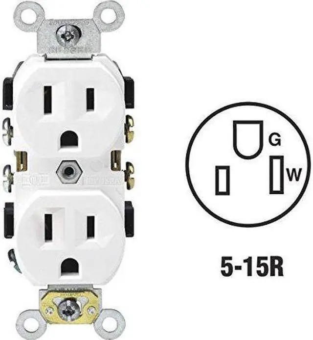Alt view image 2 of 2 - 3201548 RECEPTACLE SIDE/BCK15AWH Leviton 15 amps 125 V Duplex White Outlet 5-15R (Pack of 1)
