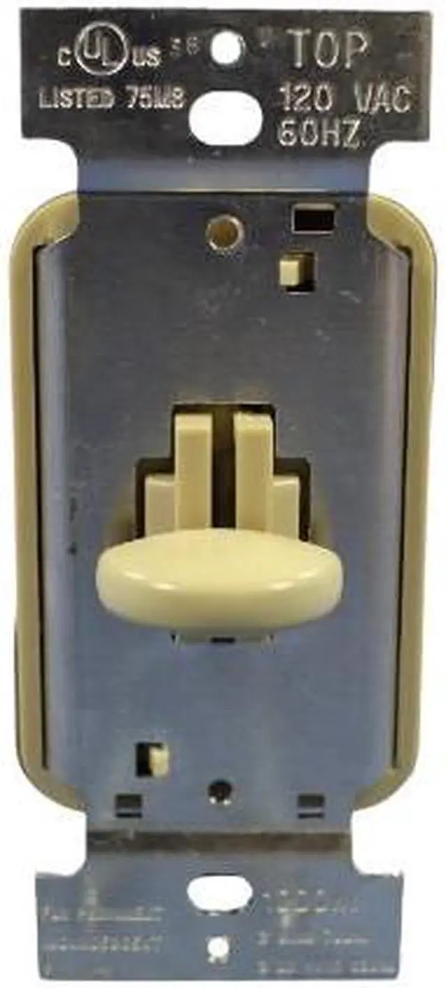 Main image of Pass & Seymour Legrand SS1000IV Short Slide Dimmer Light Switch, Single Pole, for Use With Incandescent Lighting Only, 1000W, Ivory