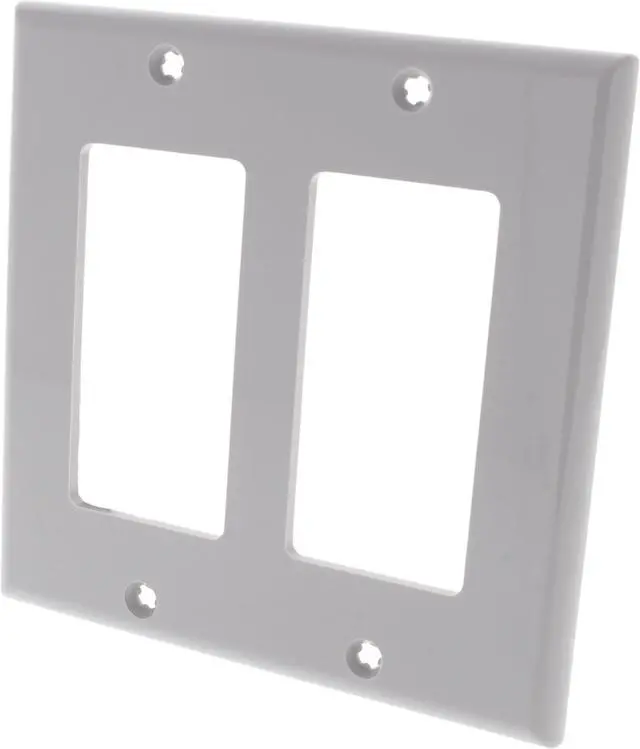 Alt view image 2 of 3 - Leviton 80409-NGY 2-Gang Decora GFCI Rocker Switch Wall Plate, Standard Size Cover, Unbreakable Nylon, Device Mount, Gray