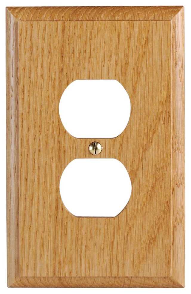 Alt view image 2 of 2 - Leviton Oak Finished 1-Gang Duplex Receptacle Wallplate Cover 89203-OAK