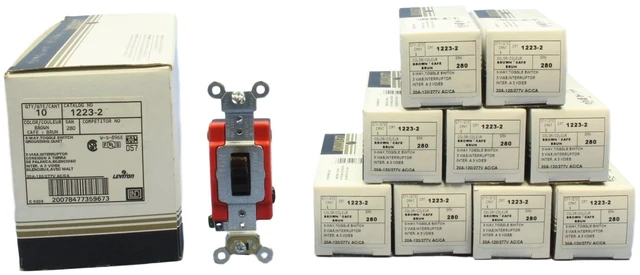 Main image of Leviton 1223-2 Brown Industrial Grade Three Way Toggle Light Switch 20A (Pack of 10)