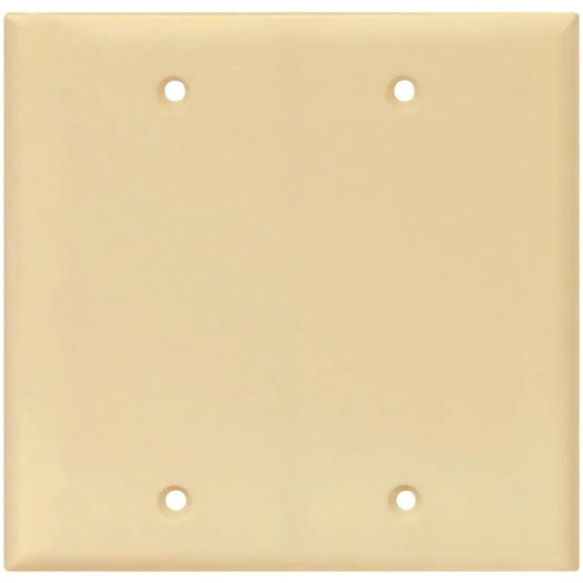 Main image of Cooper PJ23V Ivory Mid-Size Unbreakable Two Gang Blank Box Mount Wall Plate