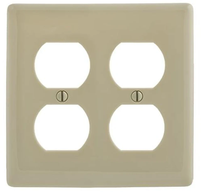 Main image of Hubbell NPJ82I Ivory Mid-Size Two Gang Duplex Receptacle Wall Plate