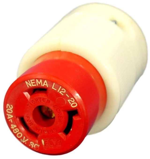 Main image of New Leviton Turn Locking Connector Plug NEMA L12-20R 20A 3Ø 480V 71220-C Boxed