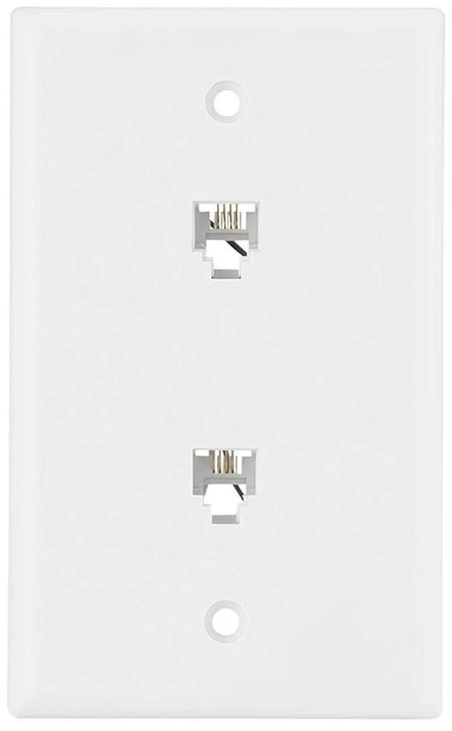 Main image of Cooper 3546-4W White Dual Four Wire Telephone Jack Wall Plate