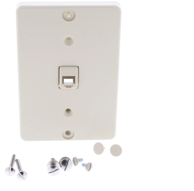 Main image of Leviton 40263-I Telephone Wall Phone Jack, Quick Connect Terminals, 6-Conductor 6-Position, Ivory