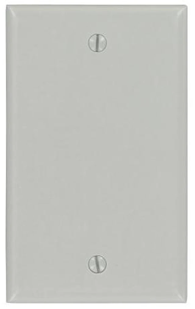 Main image of Leviton 1-Gang No Device Blank Wallplate, Standard Size, Thermoset Plastic, Box Mount, 87014, Gray