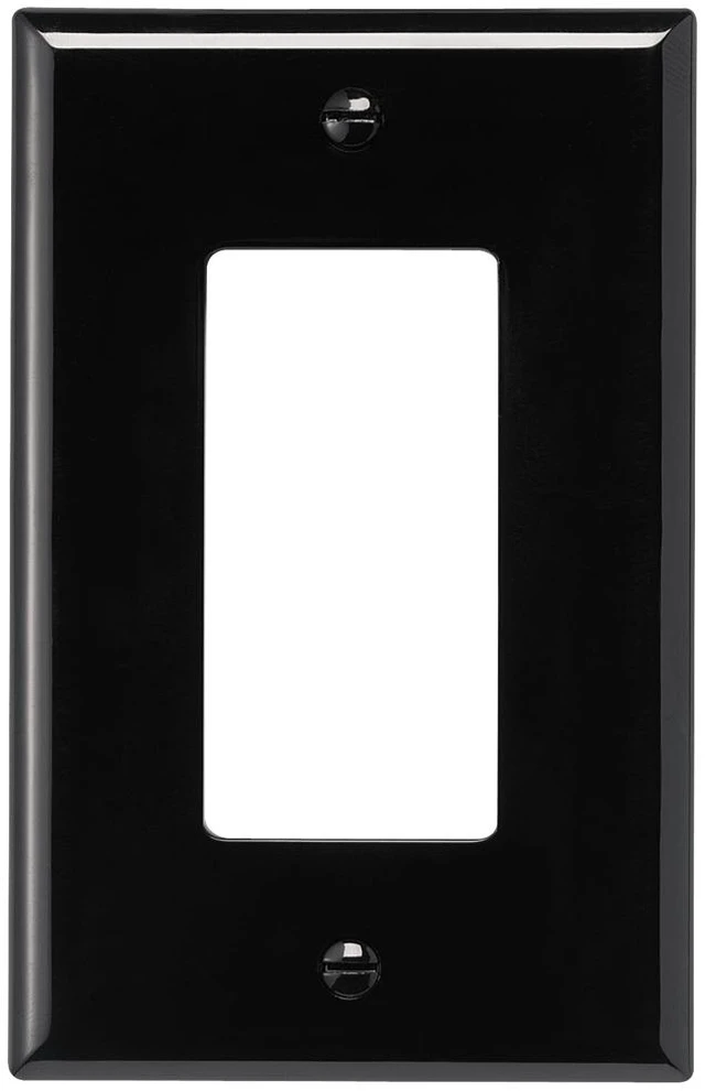 Main image of Cooper PJ26BK Black Unbreakable Mid-Size Single Gang Decorator Wall Plate