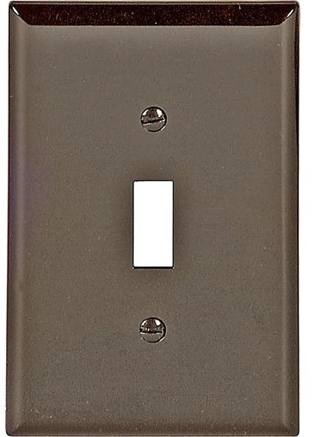 Main image of Cooper PJ1B Brown Mid-Size Unbreakable Single Gang Toggle Light Switch Wall Plate