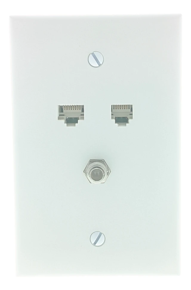 Main image of Leviton Midway White 3 Port Cat 5e Coax F Type Phone Nylon Wallplate 5EA10-M3W