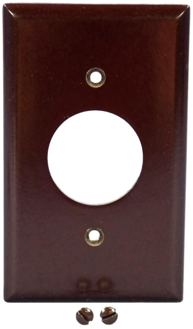 Main image of Eagle Electric 2131B 1-Gang Single Receptacle Wallplate, 1.406 Inch Diameter Opening, Thermoset Plastic, Standard Size, Brown