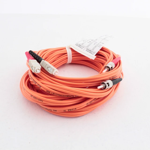 Alt view image 2 of 3 - 10M Leviton Fiber Optic Multi-Mode Duplex Patch Cable Cord MM ST SC 50 50DCT-M10
