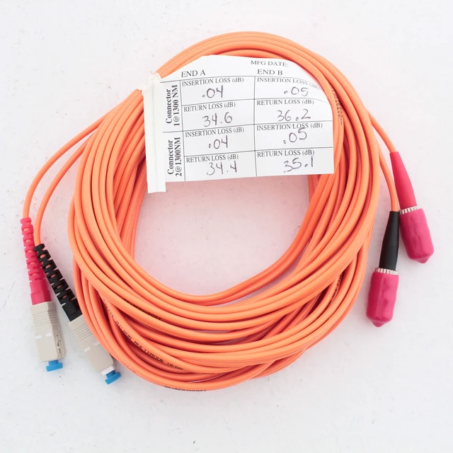 Alt view image 3 of 3 - 10M Leviton Fiber Optic Multi-Mode Duplex Patch Cable Cord MM ST SC 50 50DCT-M10