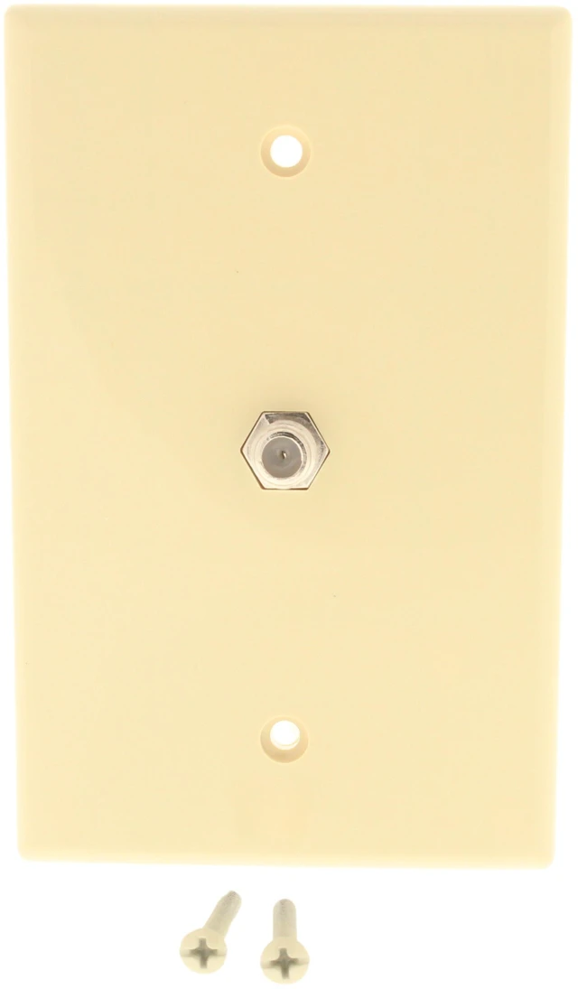 Main image of Cooper Wiring Devices 2072V Single Gang Coaxial Cable Wall Plate, F-Type Video Jack, Mid-Size, Ivory