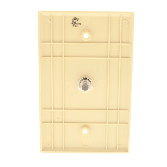 Alt view image 3 of 3 - Cooper Wiring Devices 2072V Single Gang Coaxial Cable Wall Plate, F-Type Video Jack, Mid-Size, Ivory