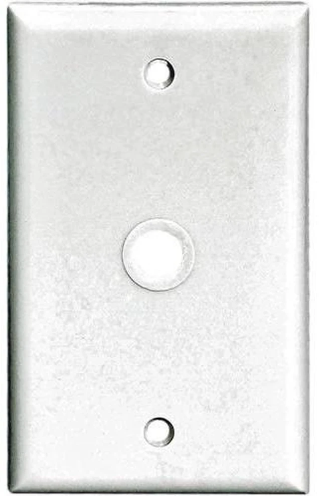 Main image of Cooper Wiring Devices 2128W 1-Gang Telephone Coaxial Cable Wall Plate, .375" Diameter Opening, Box Mount, Standard Size, White