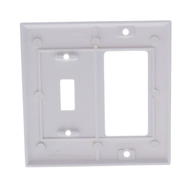 Alt view image 3 of 3 - Cooper 2153W White Two Gang One Toggle One Decorator Combination Wall Plate