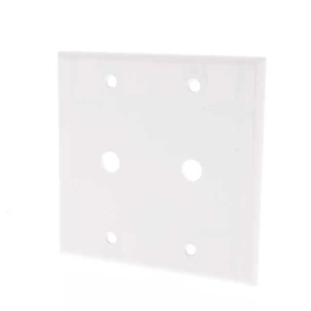 Alt view image 2 of 3 - Leviton 2-Gang Telephone/Cable Wall Plate, .406-Inch Diameter Opening, Box Mount, Thermoset Plastic, Standard Size, 88062, White