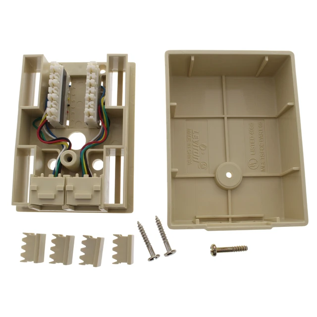 Alt view image 3 of 4 - Leviton Telephone Type 104 Surface Wall Jack Almond 41046-IDA