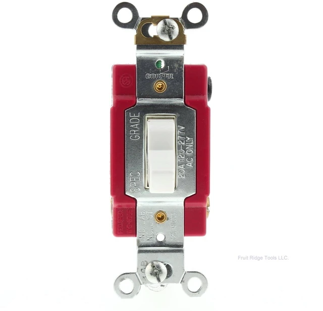 Main image of Cooper AH1123W White Industrial Grade 3-Way AC Toggle Light Switch 20A 120/277V