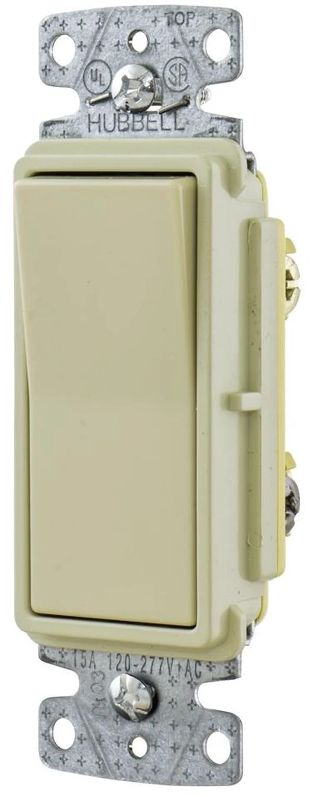 Main image of Hubbell tradeSELECT RSD315I Ivory 3-Way Decorator Rocker Light Switch 15A (Pack of 10)