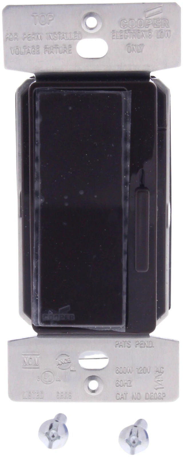 Main image of Cooper Wiring Devices DE06P-B Devine Dimmer for Lighting with Electronic Low Voltage Transformer Only, 600W, Brown